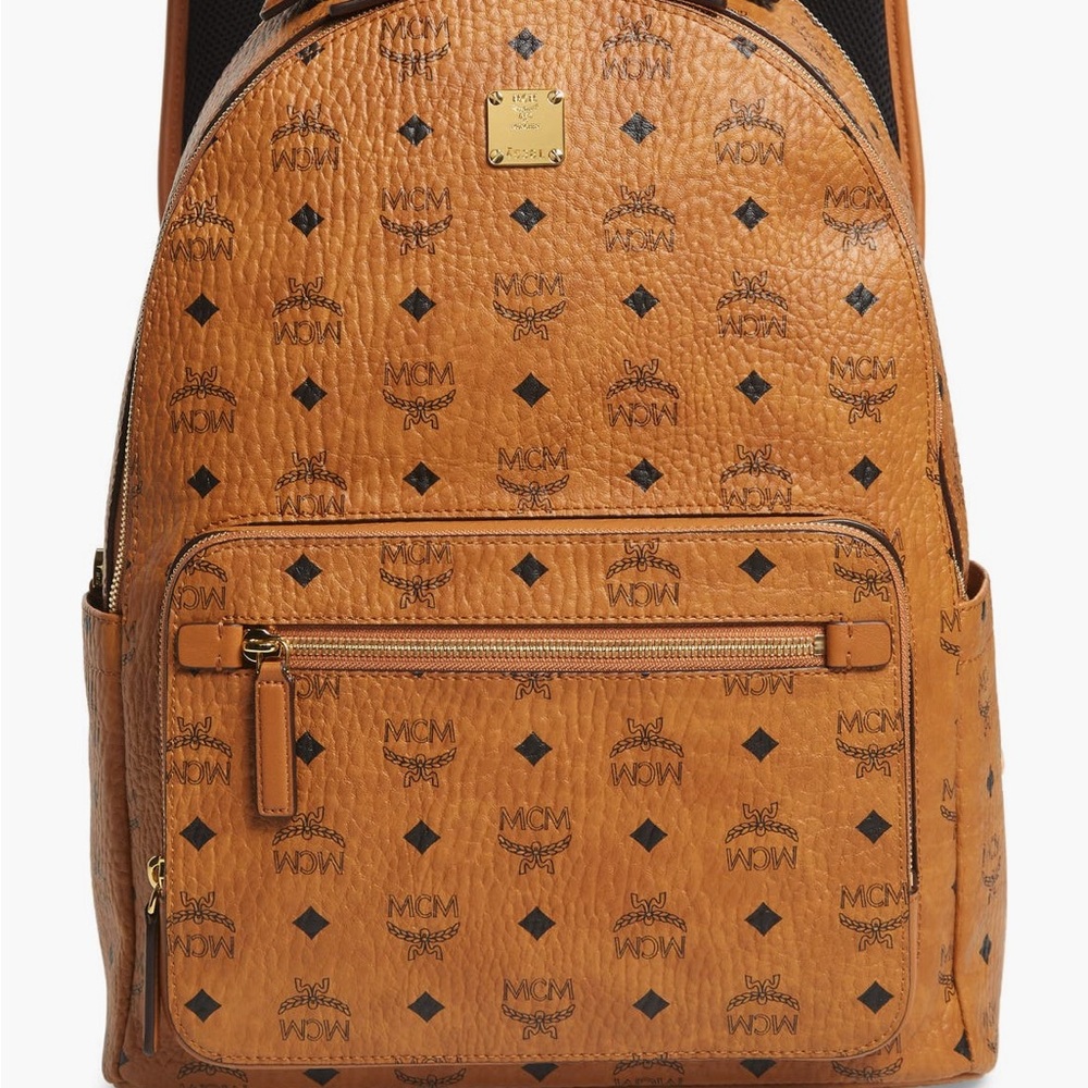 MCM Tan Backpack Luxury Monogram Design